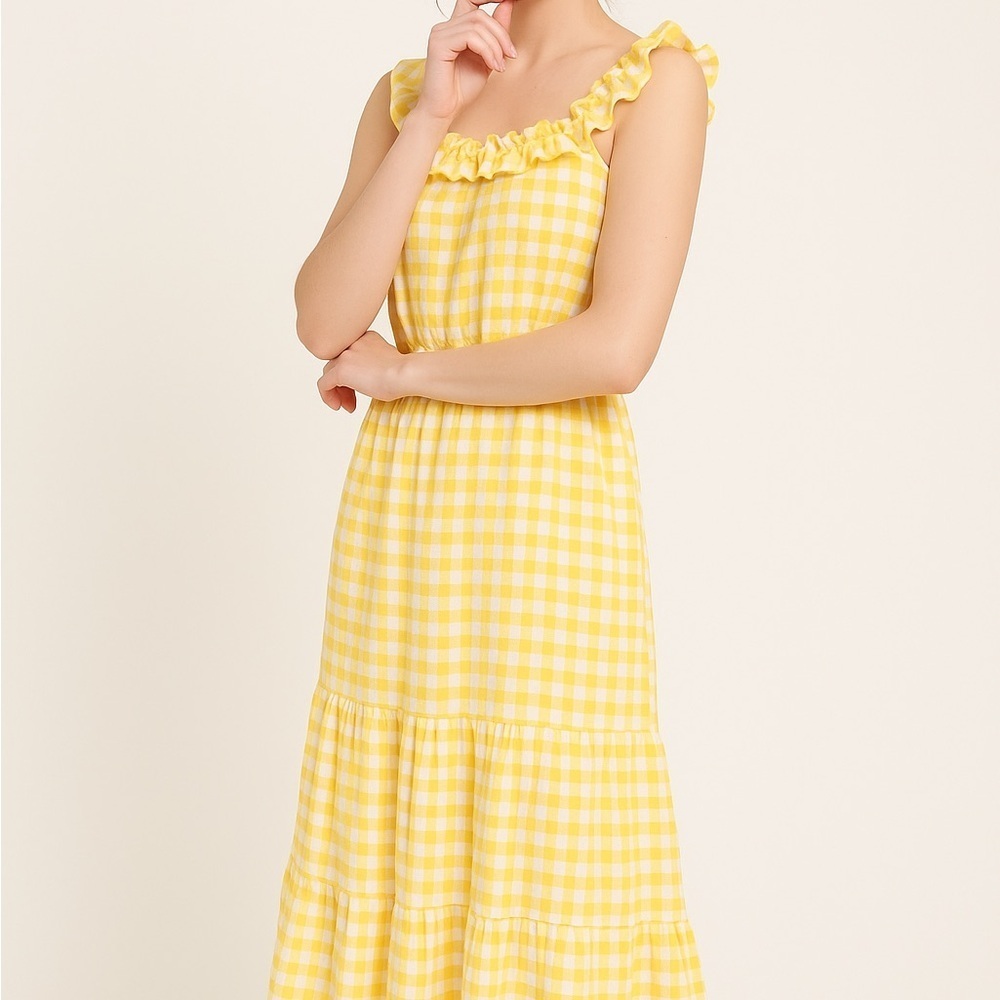 Max Studio Yellow Checkered Midi Dress - Picture 8 of 8